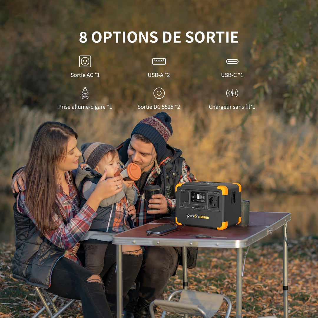 PECRON E500LFP Tragbare Powerstation, 600W/576Wh Solargenerator, LiFePO4-Batterie-Backup, Schnelllad