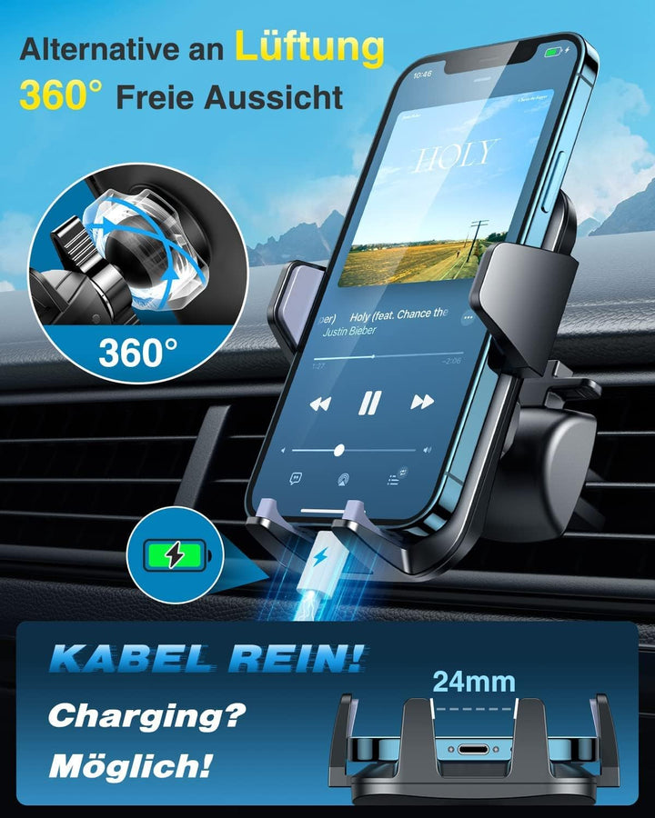 VANMASS Handyhalterung Auto [ 2022 Upgrade Silikon Version Mega Fest ] 3 in 1 Lüftung & Saugnapf Han