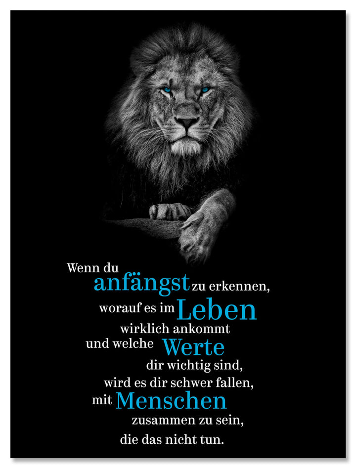 wandmotiv24 Motivations Motiv als Leinwandbild, 40x30cm, Querformat, Leben, Werte, Menschen, Löwe, S