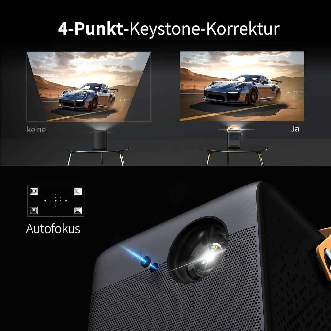 WEMAX Dice 1080p FHD Tragbarer Projektor für Filme im Freien, 700 ANSI Lumen,Android TV 9.0 Smart Sy