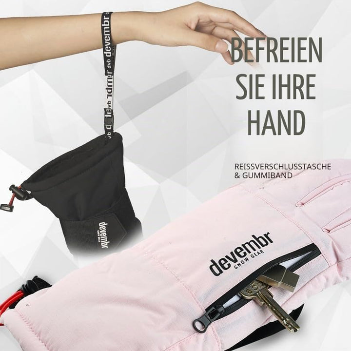 devembr Skihandschuhe mit Handgelenkschützern, Warme Snowboardhandschuhe für Herren und Damen