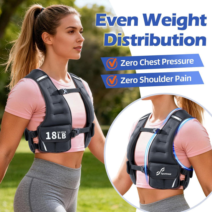 Sportneer Verstellbare Gewichtsweste für Damen Laufweste, 2,7-4,5kg/ 4,5-8,16kg Gewichtsweste für Kr