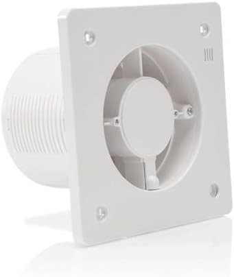 STERR Weisser Badlüfter 125 mm mit HYGROSTAT - Badezimmerventilator - Glasfront - Modernes Aussehen