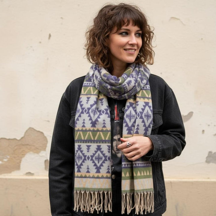 GURU SHOP Weicher Pashmina Schal/Stola, Schultertuch, Plaid, Herren/Damen, Mehrfarbig, Synthetisch,