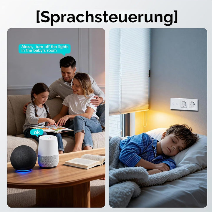 BSEED Normal Steckdose mit Smart Alexa Lichtschalter Kompatibel mit Alexa,Google Home,Touchscreen-sc