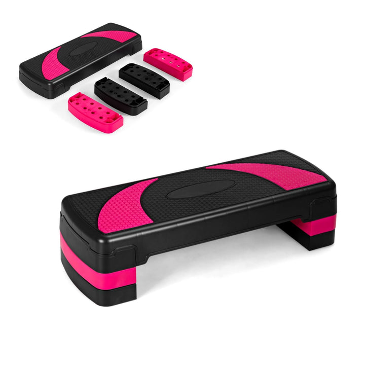 GYMAX Steppbrett höhenverstellbar, Stepper mit 3 Stufen(10/15/20 cm), Aerobic Stepper bis zu 250 kg