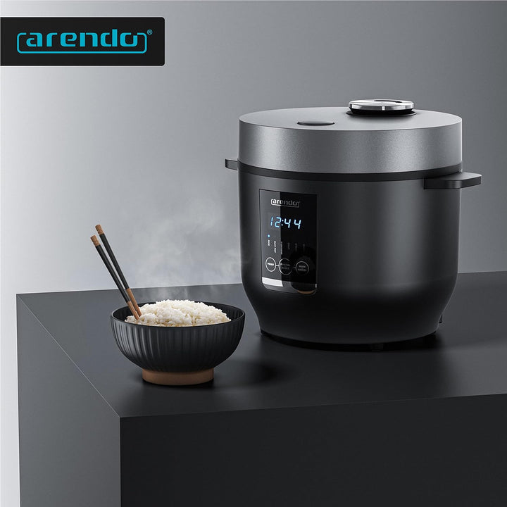 Arendo - Reiskocher 2l inkl. Dampfgarer-Einsatz (Warmhaltefunktion, antihaftbeschichteter Gartopf, R