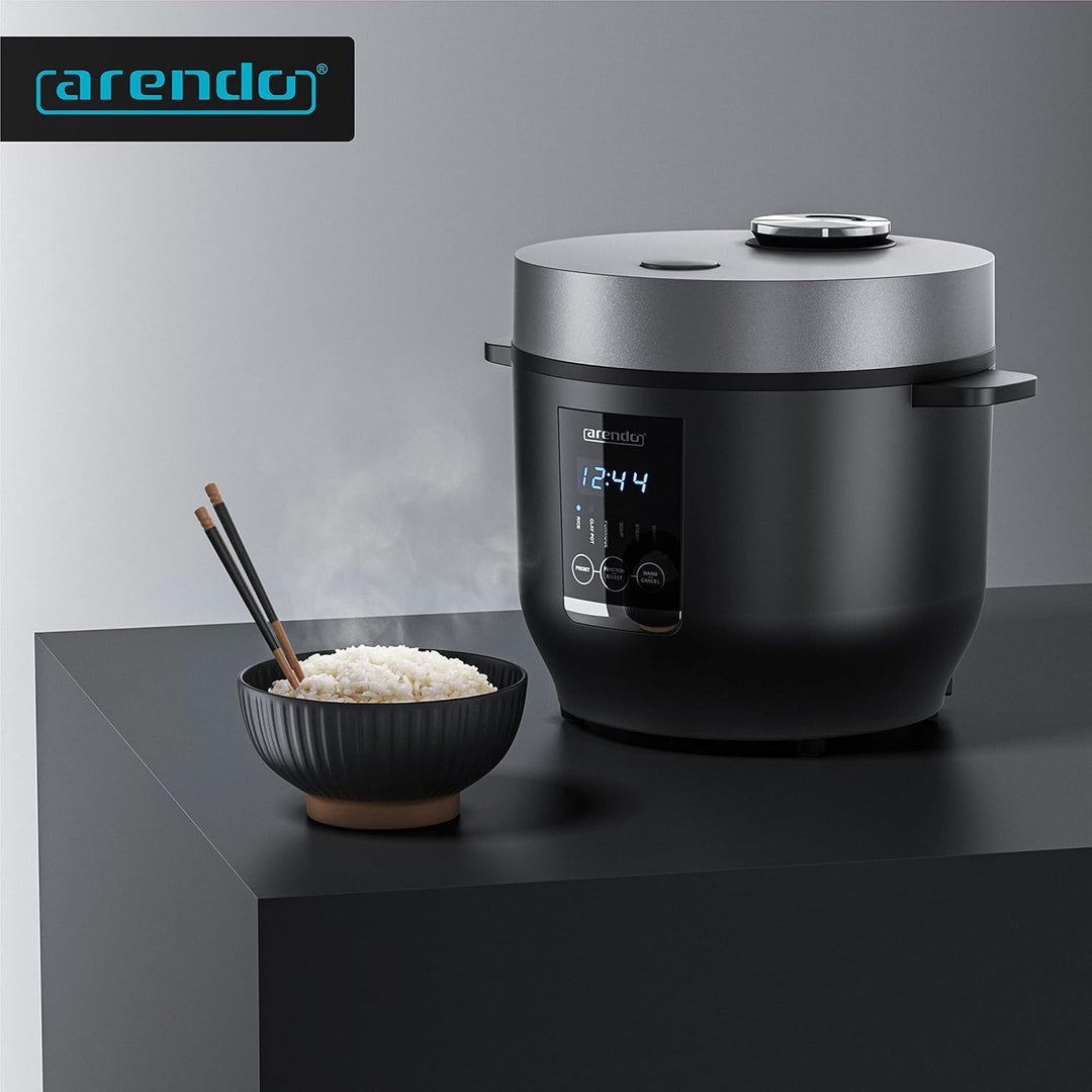Arendo - Reiskocher 2l inkl. Dampfgarer-Einsatz (Warmhaltefunktion, antihaftbeschichteter Gartopf, R