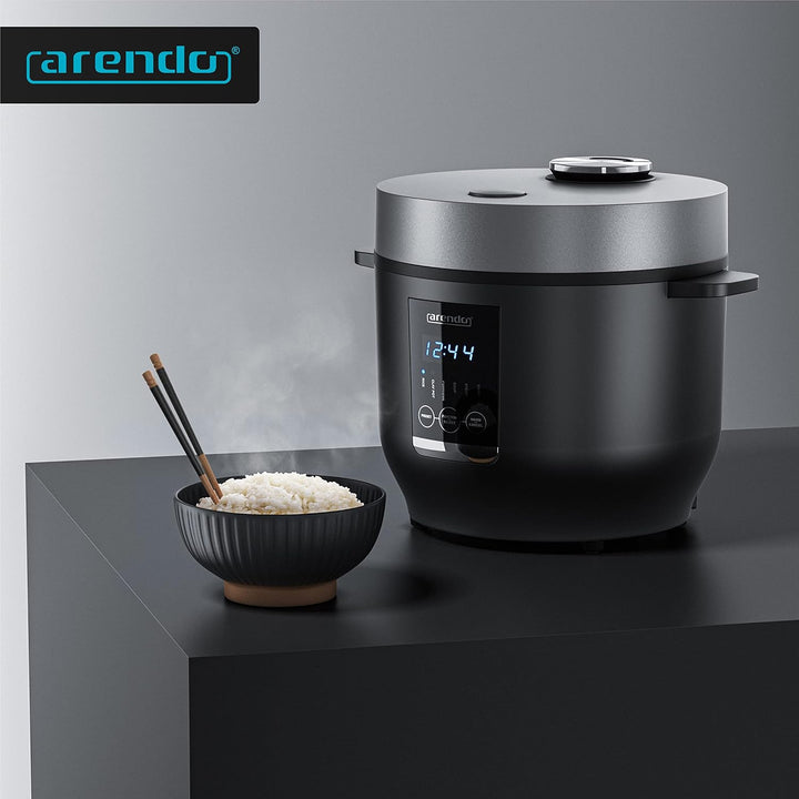Arendo - Reiskocher 2l inkl. Dampfgarer-Einsatz (Warmhaltefunktion, antihaftbeschichteter Gartopf, R