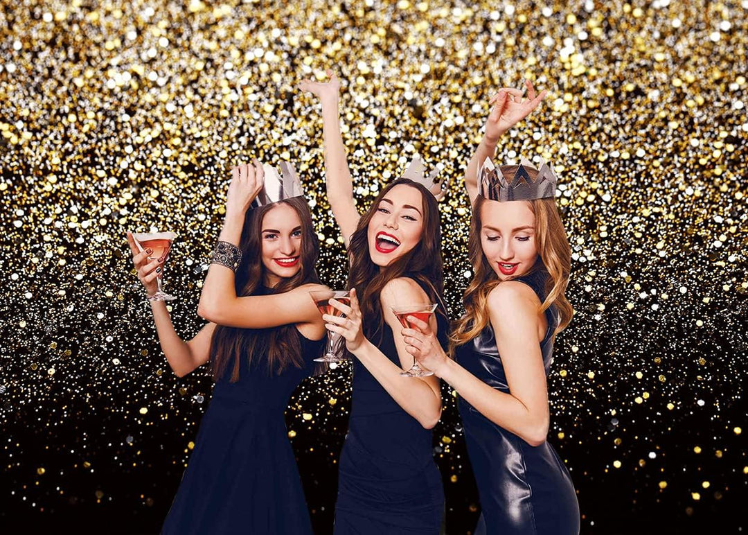 AIIKES 10x10FT Goldene Bokeh Fotografie Hintergrund Schwarz und Gold Glitter Hintergrund Hochzeit Fa