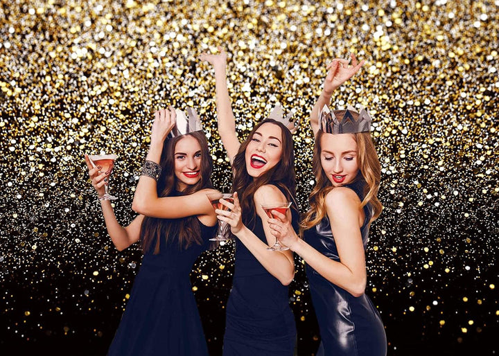 AIIKES 10x10FT Goldene Bokeh Fotografie Hintergrund Schwarz und Gold Glitter Hintergrund Hochzeit Fa
