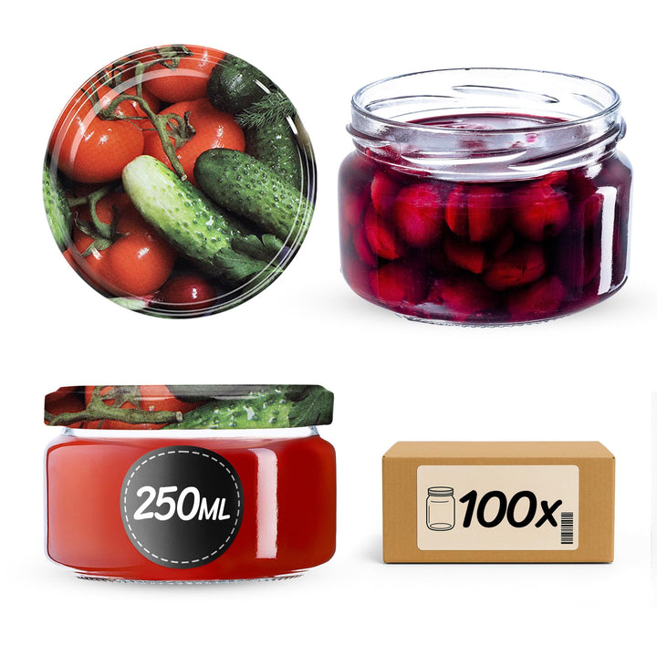 KADAX 100er Set Einmachgläser 250ml TO82 Gemüse, Marmeladengläser Vorratsgläser Mason Jar mit Schrau