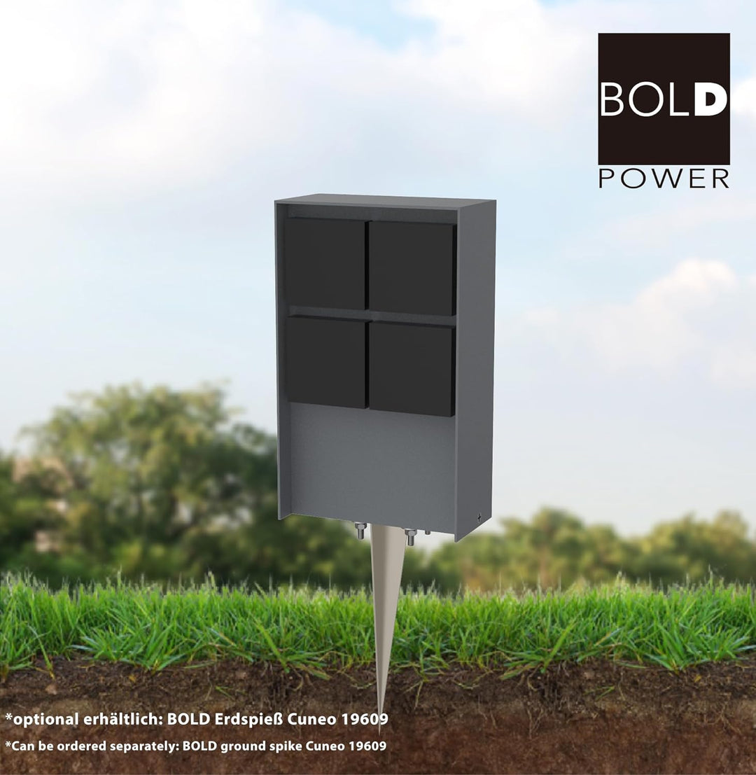 Bold 19578 Abano Aussen-Steckdose-Garten (Steckdosen-Säule) mit 4-Fach Stecker in Hellgrau (IP44 Out