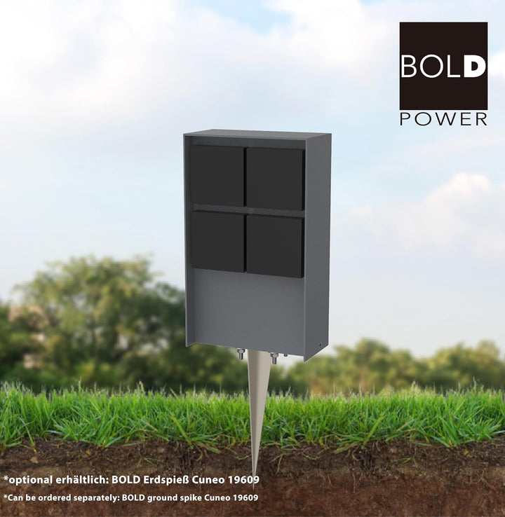 Bold 19578 Abano Aussen-Steckdose-Garten (Steckdosen-Säule) mit 4-Fach Stecker in Hellgrau (IP44 Out