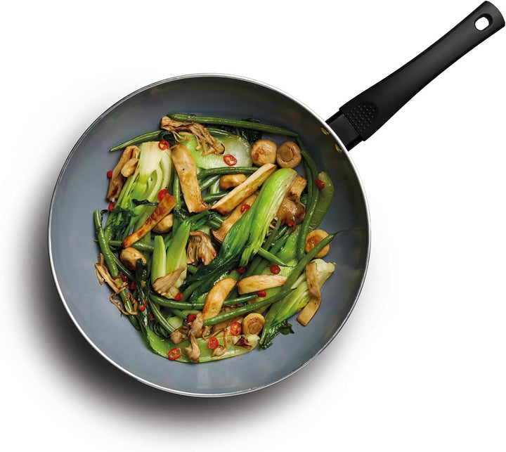 MASTERCLASS Antihaftbeschichteter Öko-Wok aus Keramik, für Induktionskochfelder geeignet, 29,5 cm (1