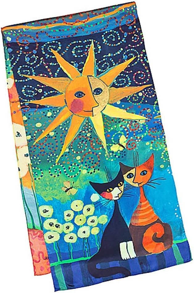 VON LILIENFELD Schal Damen 100% Seide Rosina Wachtmeister: Dolce Vita Katzen Kunst Motiv Halstuch 17