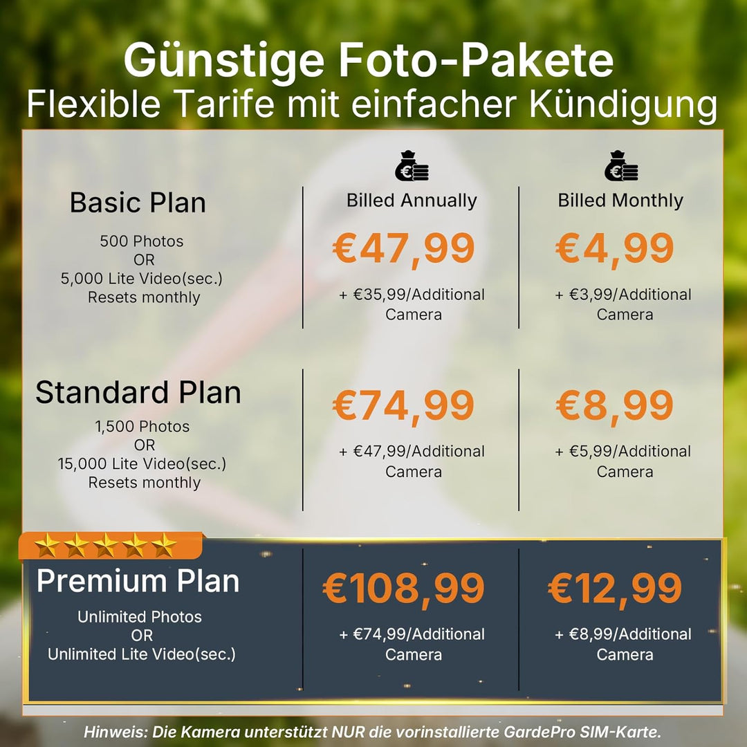 GardePro X70 Pro 4G LTE Wildkamera mit Live-Streaming, Wiederaufladbare 8000mAh Akku mit 64GB SD Kar