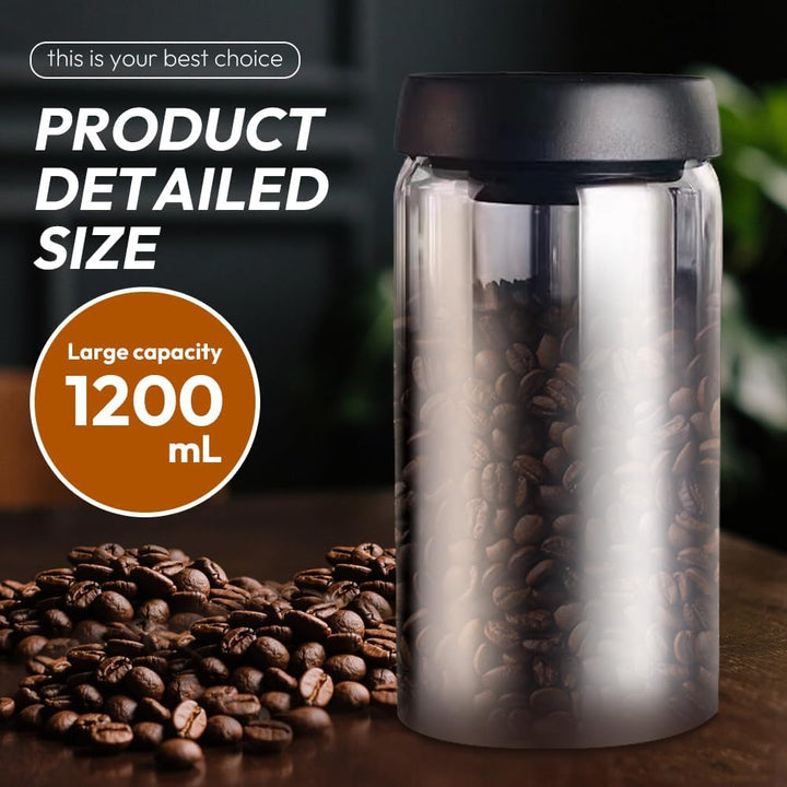 Kaffeedose mit Vakuumdeckel, 1200ml kaffeedosen Luftdicht, Kaffeebohnen Aufbewahrung, Vakuum-Kaffeed