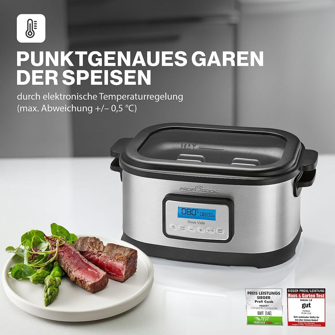 ProfiCook SV-1112 PC-SV 1112 Sous Vide Garer, punktgenaues Garen der Speisen durch elektronische Tem