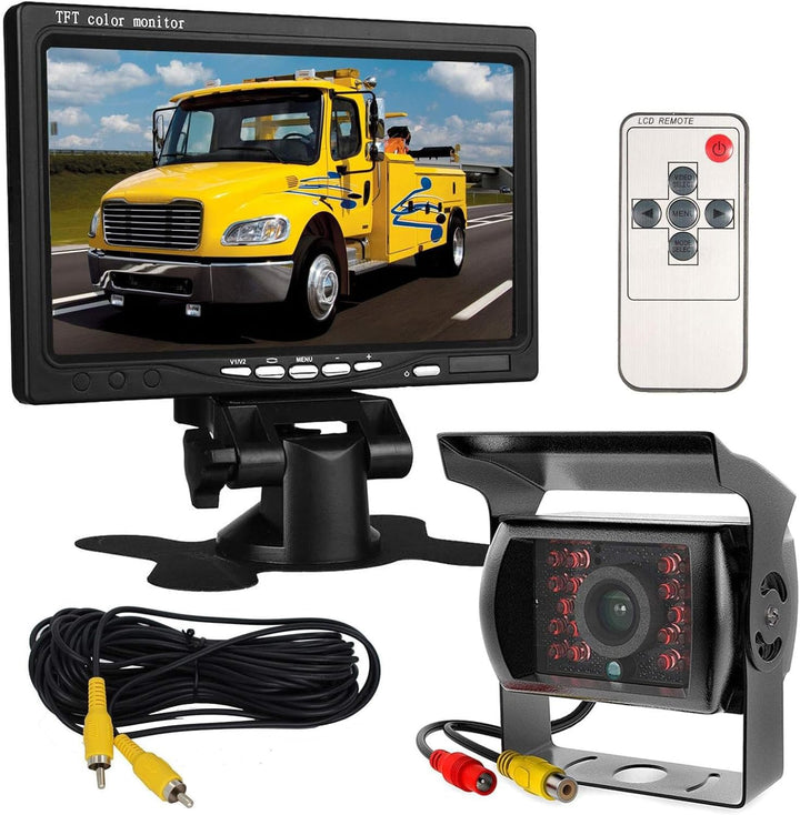 12 V-24 V 17,8 cm Auto TFT LCD-Bildschirm HD Monitor + Bus LKW-Anhänger 18LEDs IR-Nachtsicht wasserd