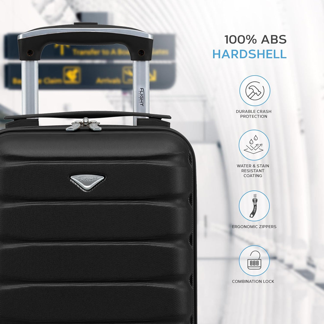 Flight Knight 3er-Pack Leichten 4-Rad-abs-hartschalenkoffern Kabinen-handgepack, Zugelassen Fur UBer