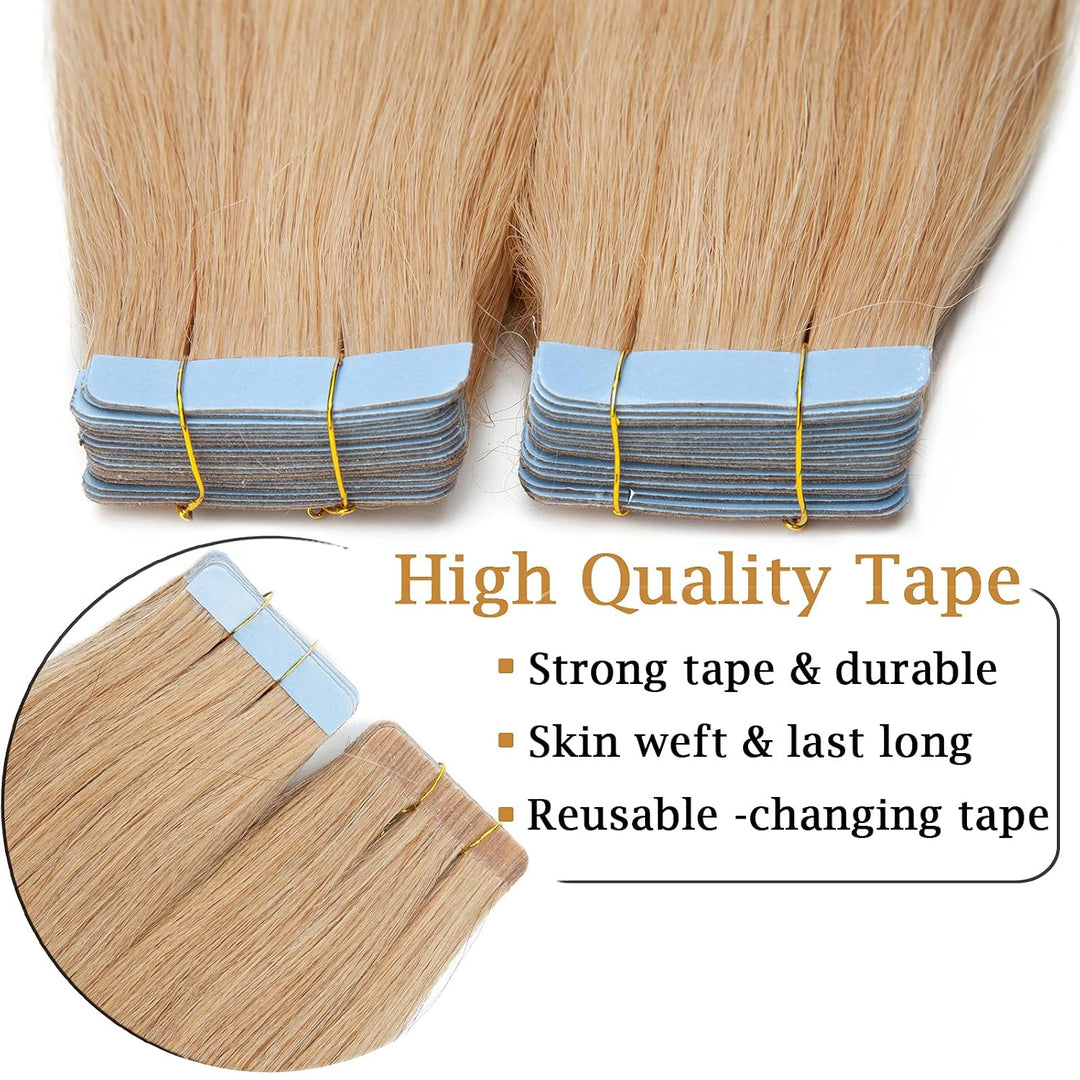 SEGO Tape in Extensions Echthaar Haarverlängerung Klebeband Haarteil 100% Remy Human Haar (40 stück+