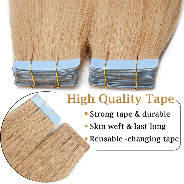 SEGO Tape in Extensions Echthaar Haarverlängerung Klebeband Haarteil 100% Remy Human Haar (40 stück+