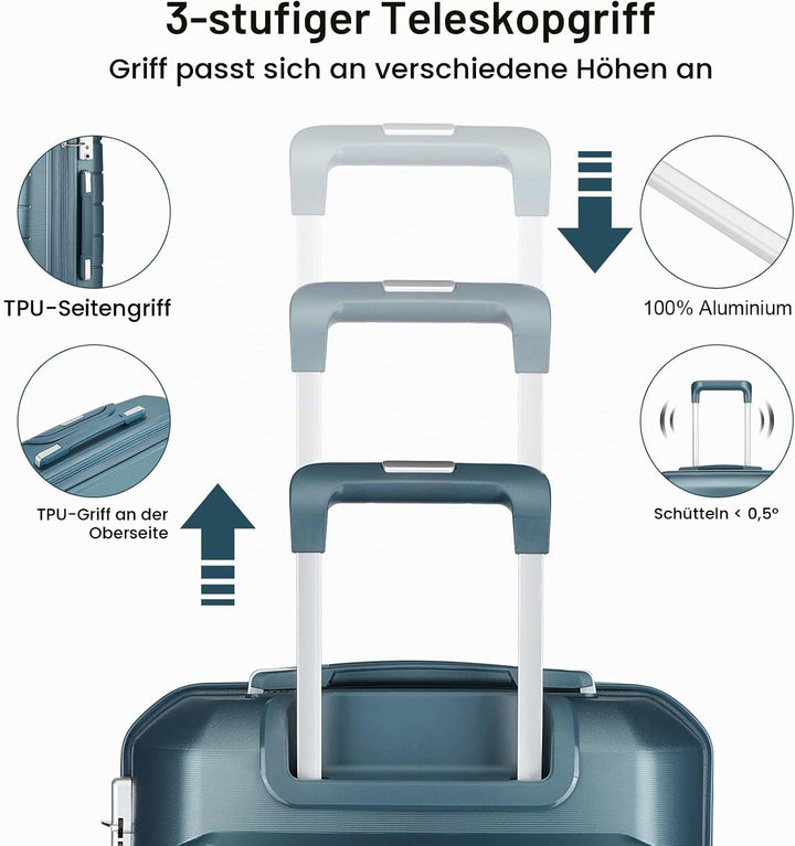 Sea choice Hartschalen Koffer Trolley Erweiterbar Kabinen Handgepäck 100% PP Leicht Reisekoffer mit