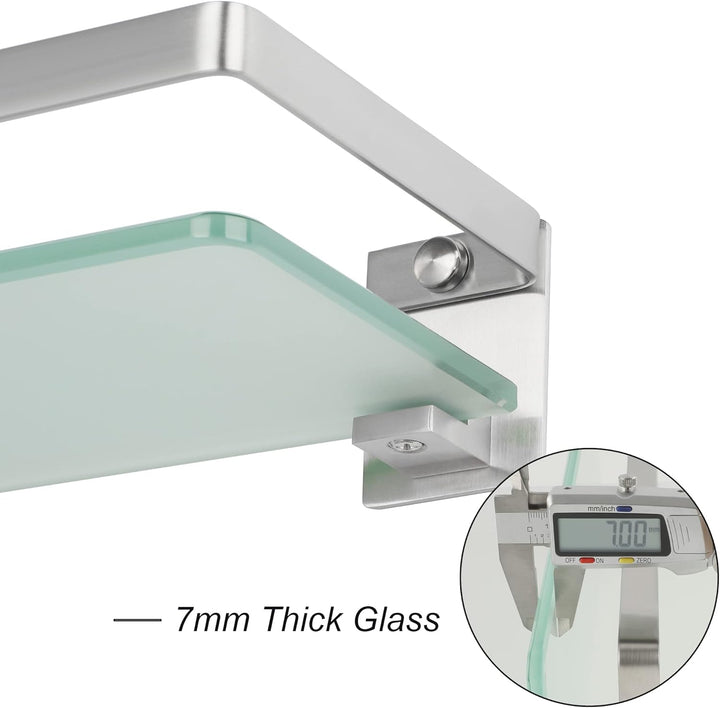 SAYAYO Duschablage Duschregal Edelstahl Glasregal Badezimmer Regal Gebürstete Shower Shelf Shampoo H