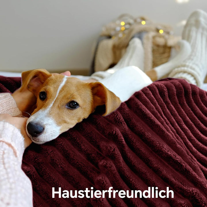 BEDELITE warme Decke Sherpa Kuscheldecke Flauschig Burgund XXL 220x240 | dicke Deko Fleecedecke, Cor