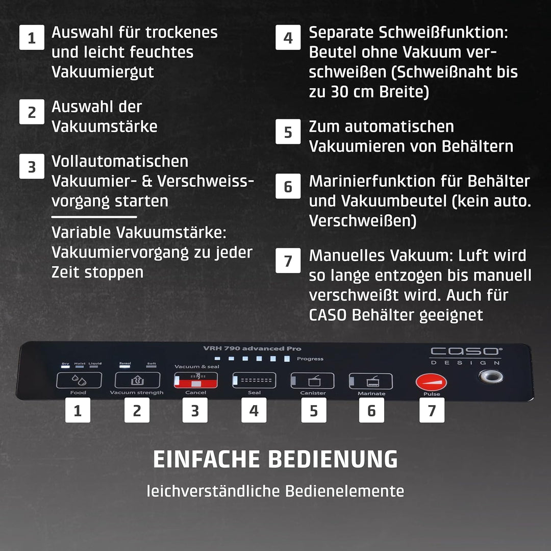 CASO VRH 790 advanced Pro, Manuell - Vakuumierer - bis zu 200 Vakuumiervorgänge non-stop, mit patent