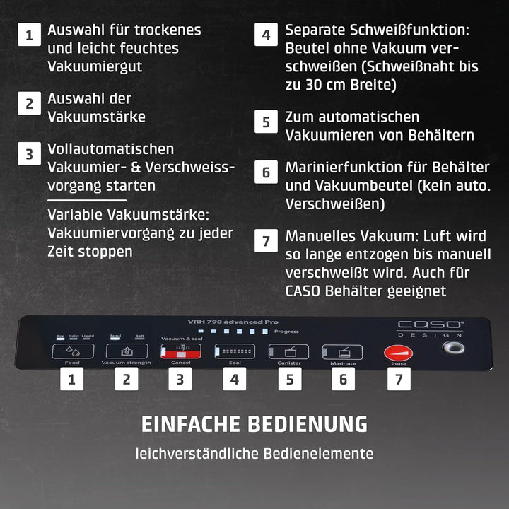 CASO VRH 790 advanced Pro, Manuell - Vakuumierer - bis zu 200 Vakuumiervorgänge non-stop, mit patent