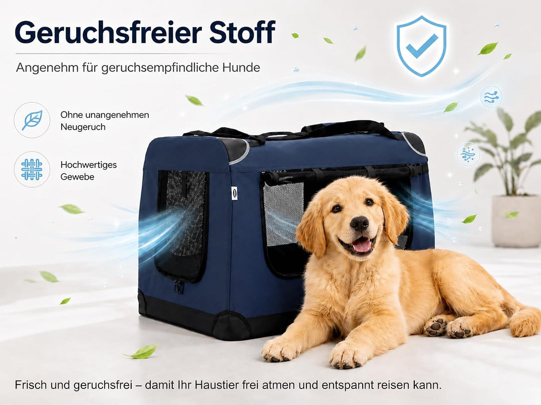 Zedelmaier Hundebox Faltbar Hundetransportbox, XL 81x58x56cm, robust Transportbox für Hund Gross Hun