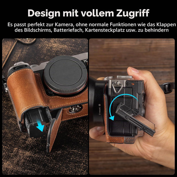 SMALLRIG A7C II / A7CR Kamera-Ledertaschen-Set für Sony Alpha 7C II/Alpha 7CR, Halbtasche aus Leder