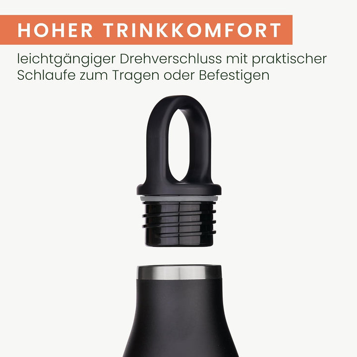 Groenenberg Trinkflasche Edelstahl 500ml oder 750ml | 100% Auslaufsicher | Thermosflasche Kohlensäur