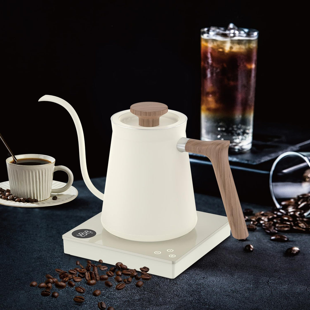 0.6L Schwanenhals Elektrischer Kaffee Wasserkocher mit 40~100℃ Temperatur Einstellbar, 1000W Schnell