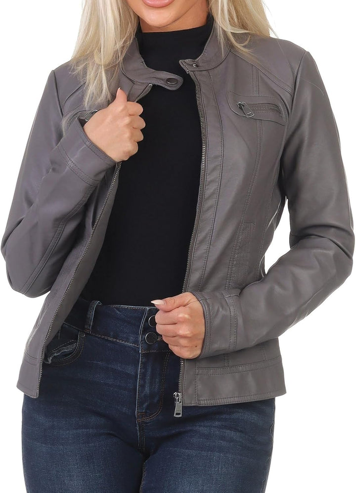 ONLY Damen Onlbandit Faux Leather Biker OTW Noos Jacke 32 Plum Kitten, 32 Plum Kitten