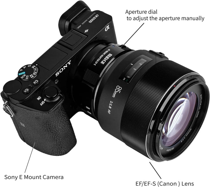 Meike MK-EFTE-B Autofokus-Halterung für Canon EF/EF-S Objektive auf Sony E Mount Kameras A7SII A7 A6