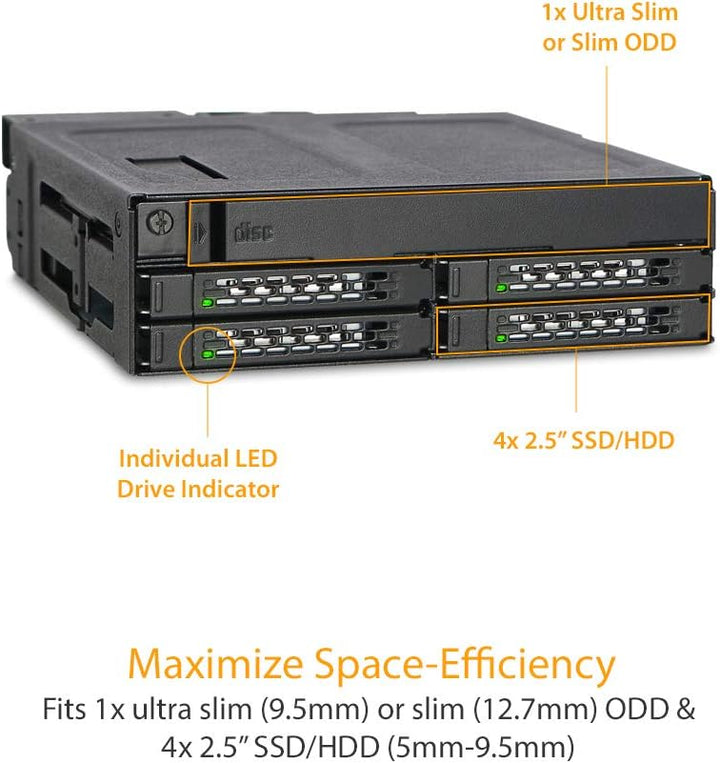 ICY DOCK ToughArmor MB604SPO-B - Wechselrahmen für 2X 2,5 Zoll SATA/SAS SSD/HDD und 1x SATA (Ultra)