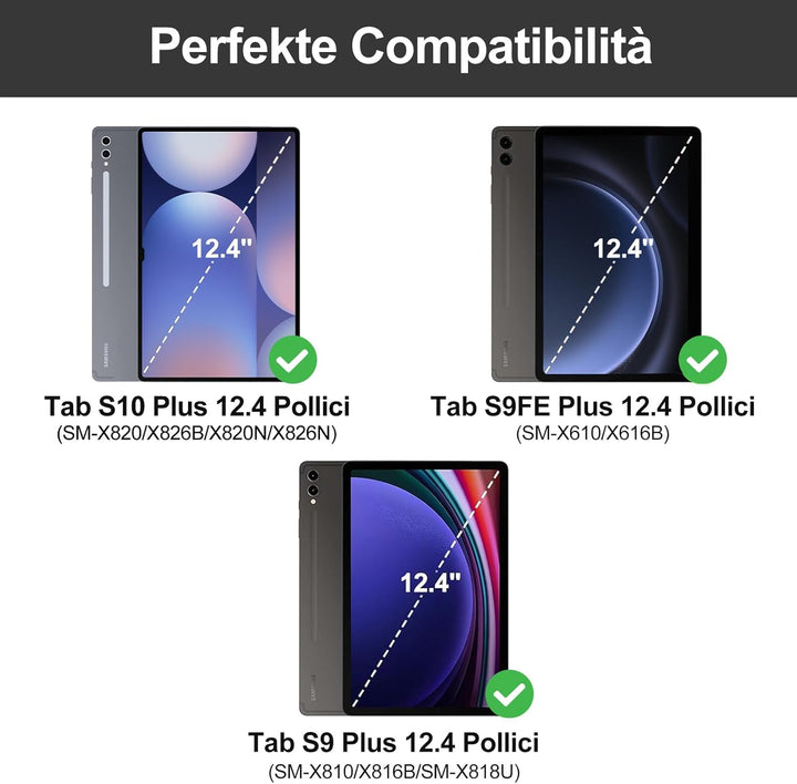 Tastatur für Samsung Galaxy Tab S10+/S9FE+/S9+, Hülle Tastatur Kompatibel mit Samsung Tab S9/S9FE/S1