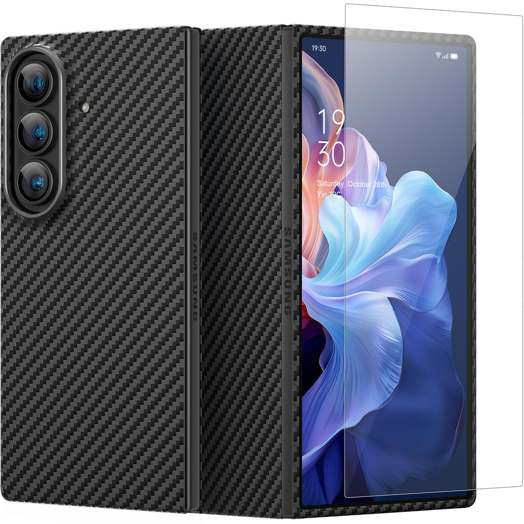 memumi 𝗨𝗽𝗴𝗿𝗮𝗱𝗲𝗱 Carbon Hülle für Galaxy Z Fold 7, [mit Schutzfolie auf der Vorderseite] 0,5 mm Super