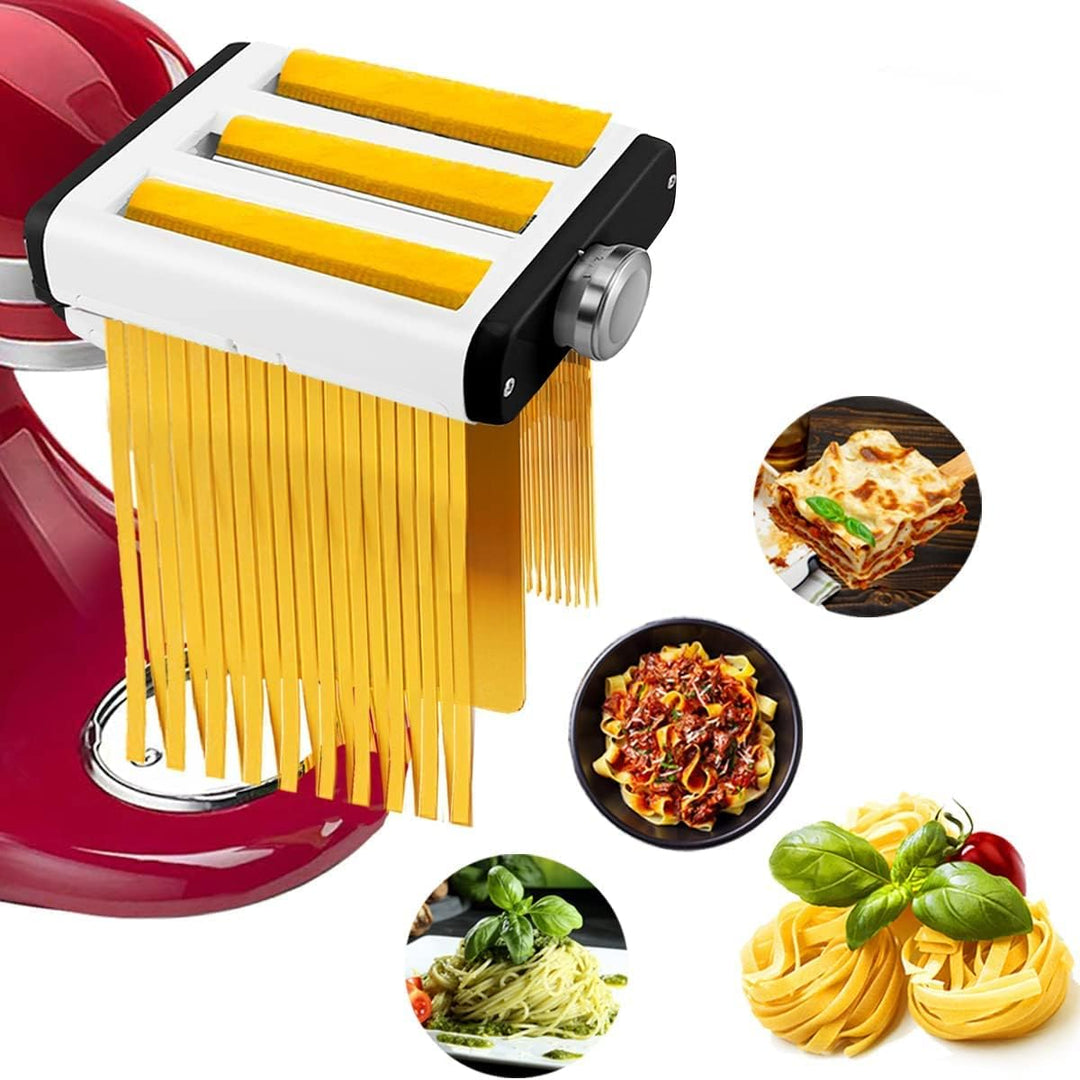Assiduous 3 in 1 Blätter und Spaghetti, Nudelaufsatz Set für KitchenAid aus Edelstahl,inklusive Nude