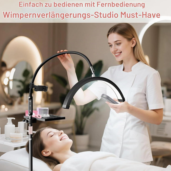 LED Halbmond Wimpern Lampe: Faltbar Wimpernverlängerung Lampe mit 5 Dimmbaren Farben &amp; Drehbar 360°