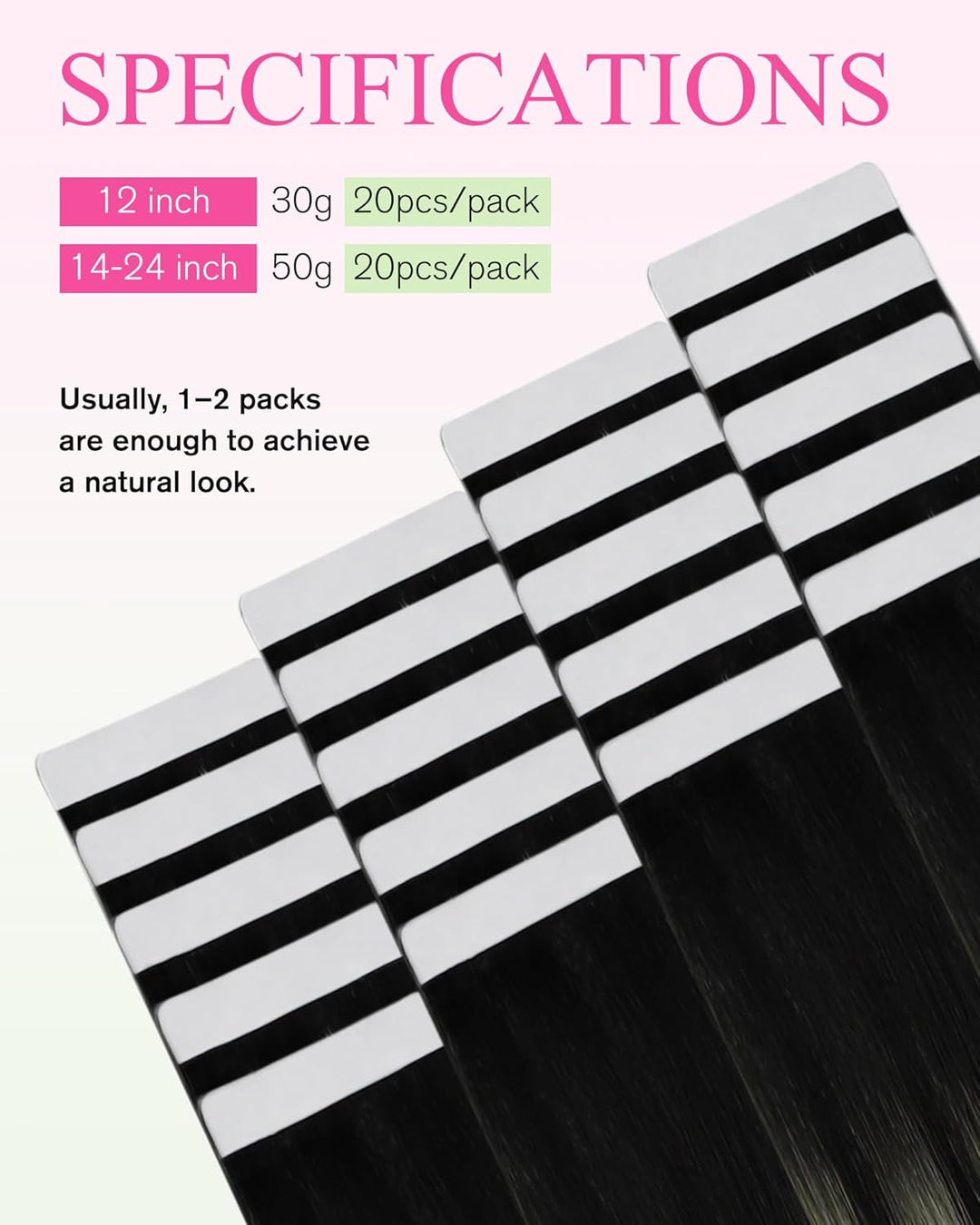 YoungSee Tape Extensions Echthaar Ombre Echthaar Extensions Tape Ombre Silber 50 cm Tape in Extensio