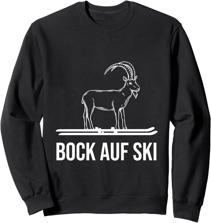 Bock auf Ski fahrender Steinbock Ziege lustiges Skifahrer Sweatshirt