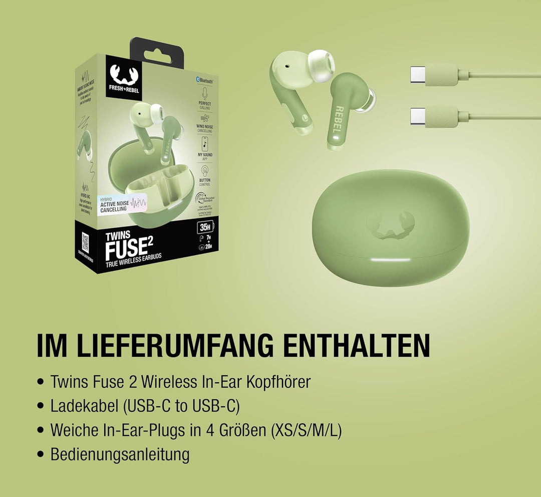 Fresh 'n Rebel Twins Fuse 2 Wireless In-Ear Kopfhörer Noise Cancelling - Klarer Sound - 36h Akku - B