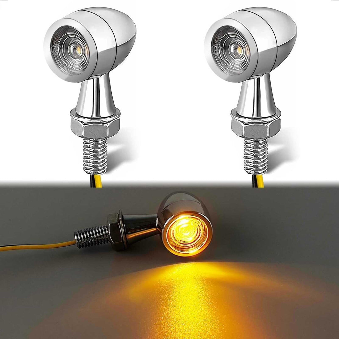 evermotor 12V Mini LED Blinker Motorrad E Geprüft, Verchromt Motorrad Blinker IP67 Wasserdicht (2 St