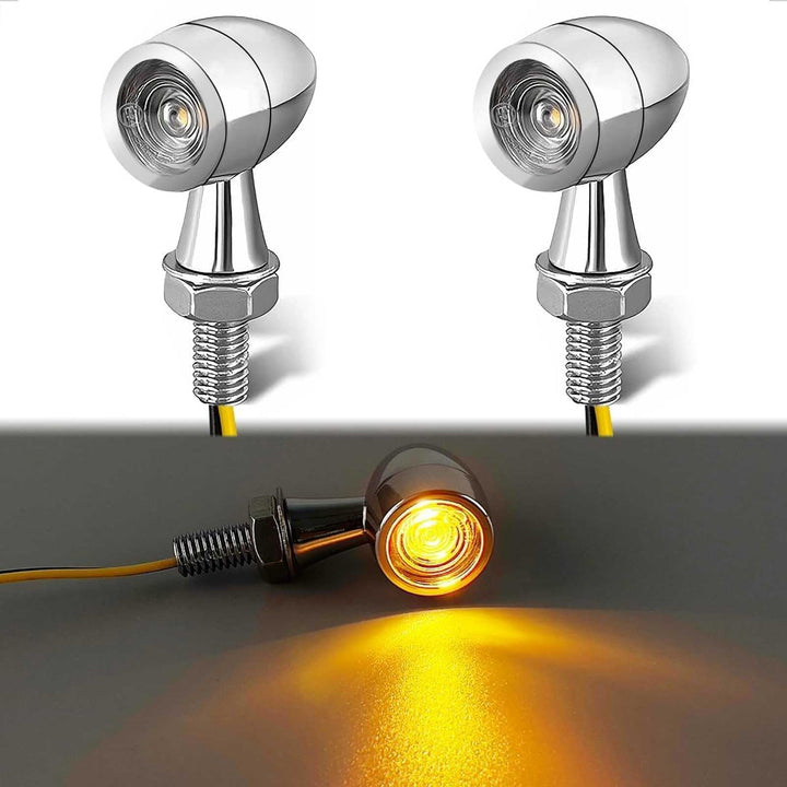 evermotor 12V Mini LED Blinker Motorrad E Geprüft, Verchromt Motorrad Blinker IP67 Wasserdicht (2 St