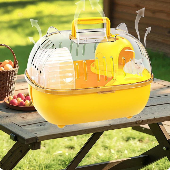Reise-Hamsterkäfig, tragbare Hamster-Tragetasche, kleine Haustier-Reisetasche mit transparenter Ober