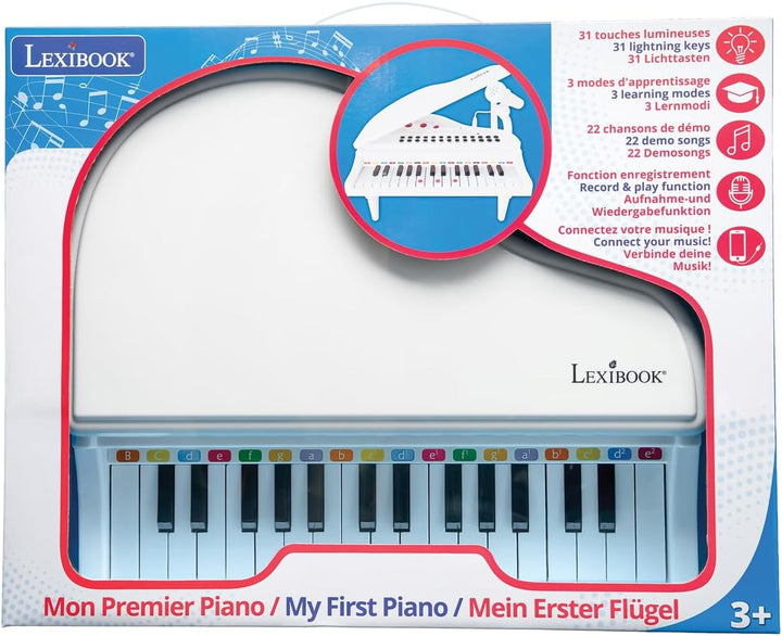 Lexibook K731 Erster Flügel für Kinder, Leuchttasten, Lernmodus, 29 x 31 cm, Tempo-und Lautstärkereg